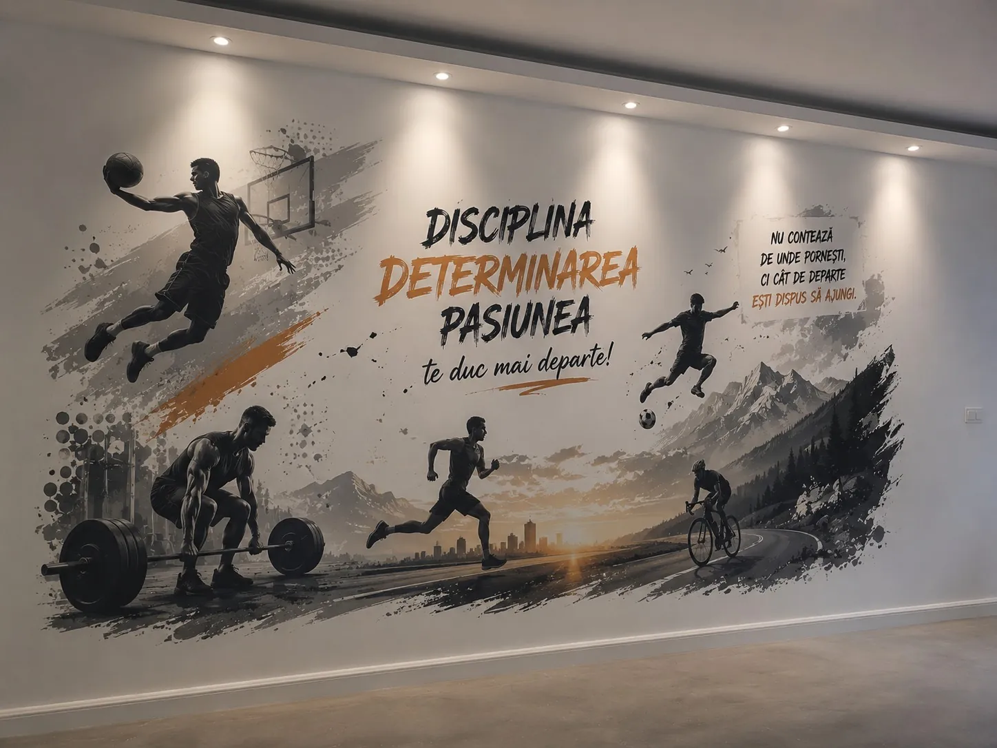 Sală de sport — motivațional — wall printing realizat de LUX PRINT DECOR