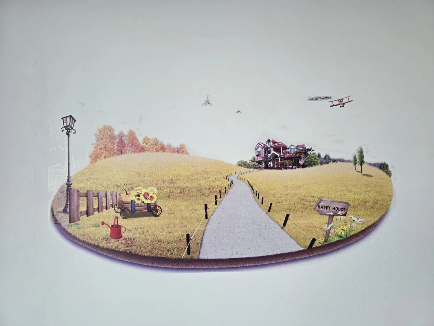 Efect 3D — peisaj rural — wall printing realizat de LUX PRINT DECOR