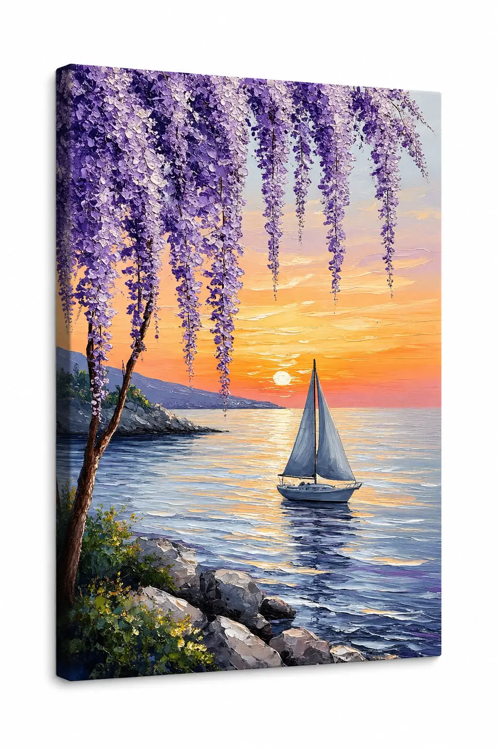 Velier la apus cu glicină — tablou canvas printat de LUX PRINT DECOR